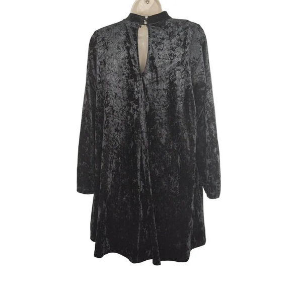 EE:Some Black V-neck Dress Velour Choker Neckline Women Size M Long Sleeve - Picture 3 of 6